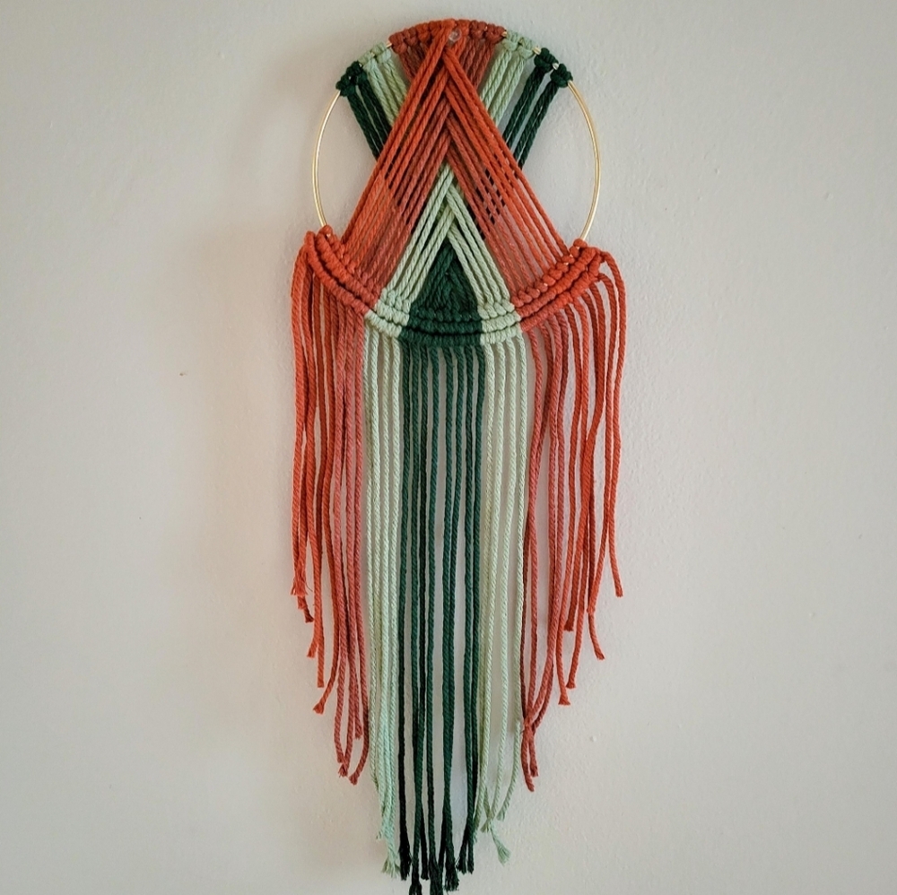 handmade retro-colored macrame dreamcatcher wall art hanging geometric wreath